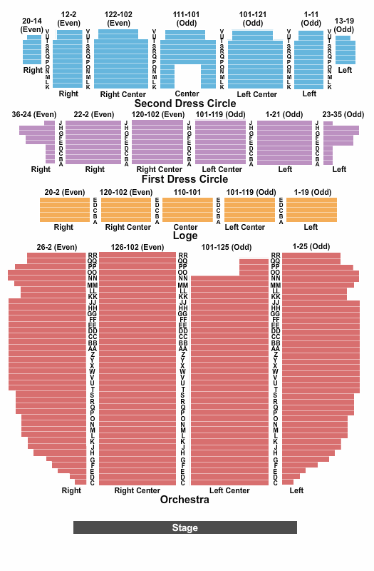 Providence Performing Arts Center SIX Seating Chart